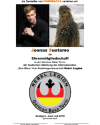 Ehrenmitglied 2018 Joonas Suotamo Urkunde
