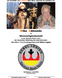 Ehrenmitglied 2018 Mike Edmonds Urkunde