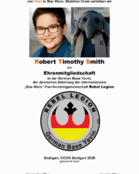 Ehrenurkunde für Robert Timothy Smith für Seine Rolle als Neel in der Star Wars Serie Skeleton Crew